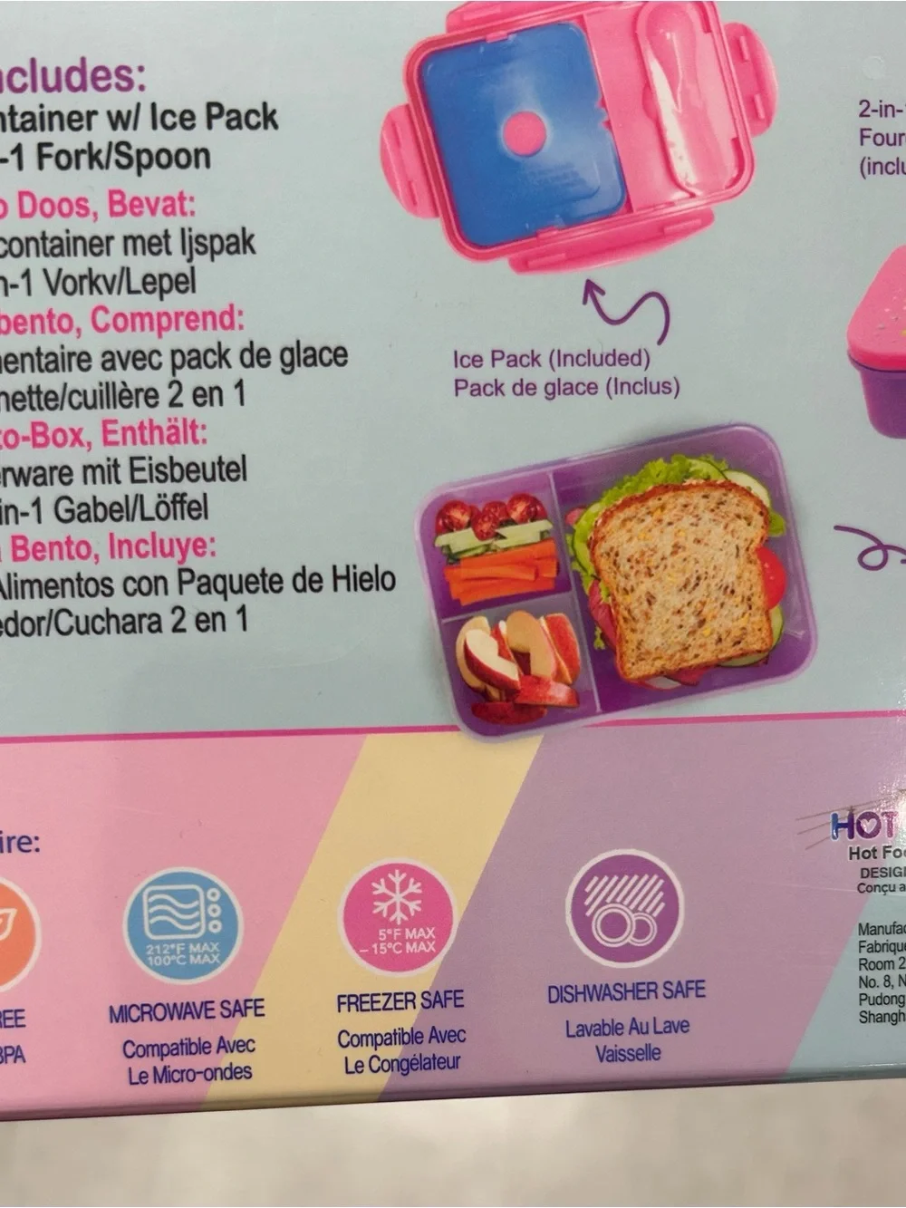 Paris Eiffel Tower Pink Bento Box with Utensils